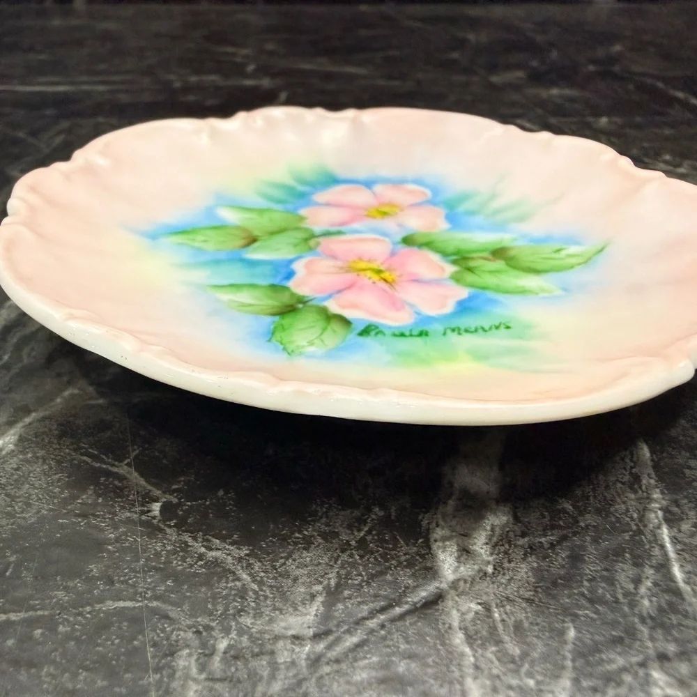 Decorative Floral Hand Painted Plate by Paula Means